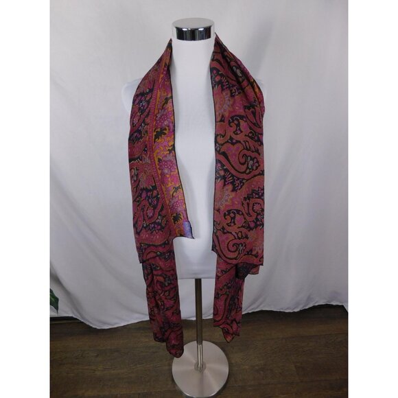 Indie Ella Pink Black Paisley Boho Shawl Wrap OS - Picture 4 of 10